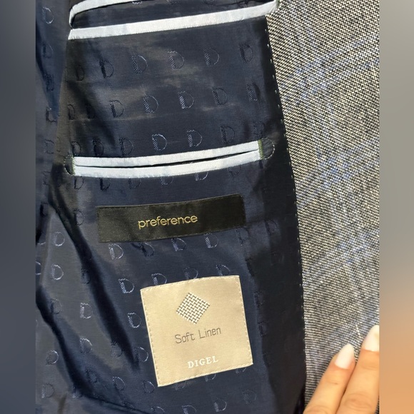 DIGEL Doug Blazer Linen Wool Blend Checked Blazer, Luxury Germany Designer - Picture 6 of 16